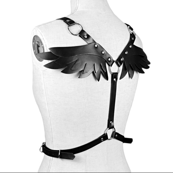 Black Leather Masquerade & Angel Wing Set - Picture 6 of 8